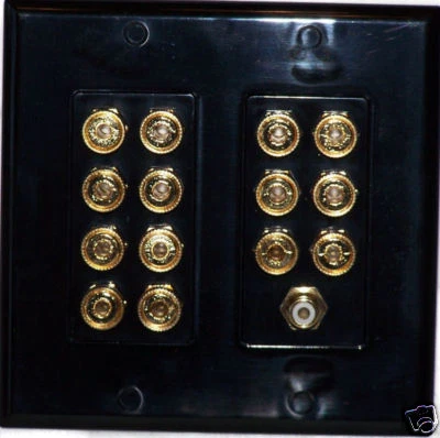 $19.50 • Buy Black Speaker Wall Plate 14 Post+ Sub Media Room Series For Home Theater Sound