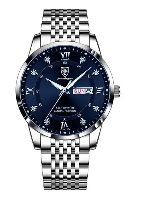 Men's Watch Wrist Watches New Waterproof Man Luxury Stainless Steel Luminous Day • £12.99