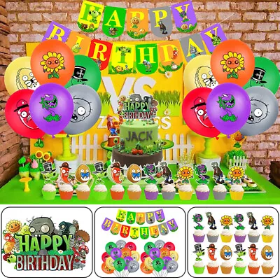 Plants Vs Zombies Theme Party Balloon Cake Toppers Set Kids Birthday Party Decor • $5.06