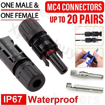 Solar Panel Connectors For MC4 Solar Panel IP67 Plug Socket Cable Male & Female • $20.99