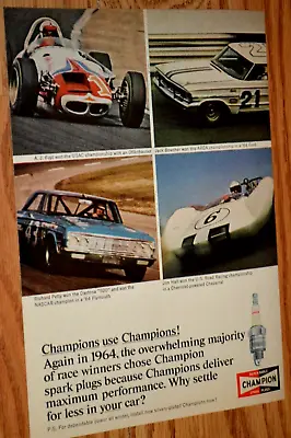 ★★1964  Champions  Petty Foyt Bowsher Hall Original Vintage Advertisement Ad-64 • $7.99