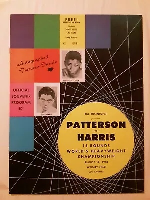 Floyd Patterson Vs Roy Harris Boxing Program  Heavyweight Championship 1958 • $39.99