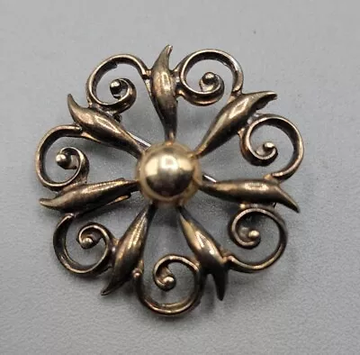 Vintage Symmetalic Sterling 1/20 14k Gold Filled Swirl Brooch Pin • $60