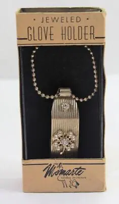 Vintage Momarte 24K Gold Plated Jeweled Glove Holder In Original Box • $12.95