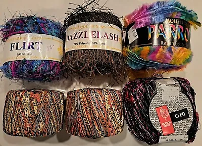 Novelty Yarn Lot Assorted Colors & Types 6 Balls: Plymouth Yarn & Muench Yarn • $18.99