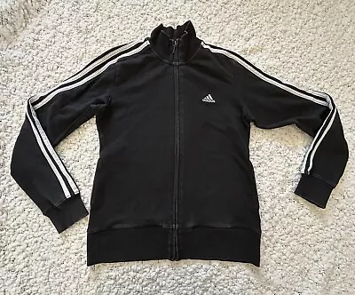 Adidas Originals Track Jacket Size 10 Full Zip Logo Pockets Black & White Womans • $24.99