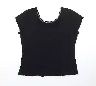 Mackays Womens Black Cotton Basic T-Shirt Size L Round Neck • £3.50