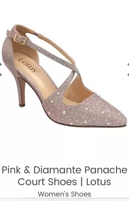 Lotus Panache Pink Diamanté Shoes Size  UK6 & Matching Chandra Bag • £50