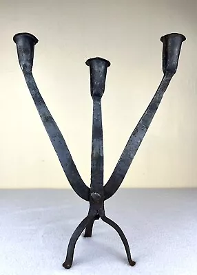 Vintage MCM Brutalist Wrought Iron Candle Holder Candelabra Van Keppel Style • $79.99