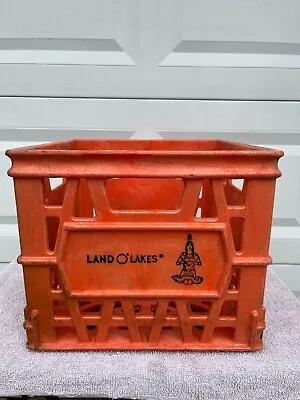 Vintage LAND O LAKES Milk Crate - Dairy Crate - Orange INDIAN MAIDEN Design • $41.97