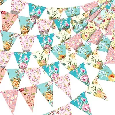 100 FT Tea Party Pennant Banner Tea Party Decorations Vintage Floral Banner F... • $22.74