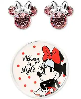 $100 Minnie Mouse Pink Crystal Stud In Sterling Silver With Trinket Dish • $9.50