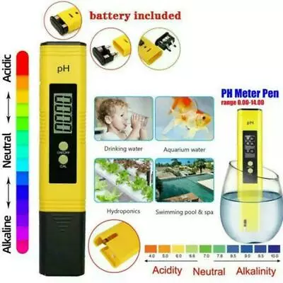 £5.45 • Buy Portable PH Meter LCD Digital Tester Pen Water Hydroponics Aquarium Kit W8S9