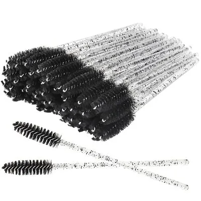 50x Disposable Glitter Eyelash Brush Mascara Wands Applicator Makeup Tool Black • $5.98