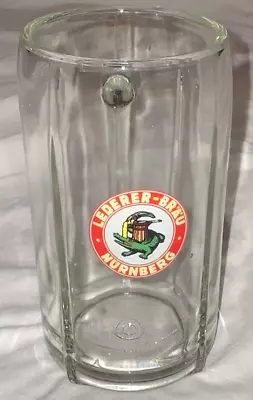 VTG Lederer Brau Beer Glass RARE GERMAN STEIN Mug BREWERY Nurnberg Bavaria • $25