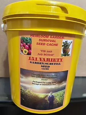 EMERGENCY SURVIVALIST/PREPPERS SEED CACHE 151 Heirloom Varieties! WITH HERB PACK • $131.99