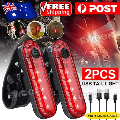 2x Ultra Bright USB Rechargeable Bicycle Taillight 4Modes USB Rear Bike LED Lamp • $7.95