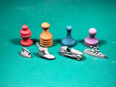 8 Lot | Vintage Monopoly Tokens | 1950s | Wood & Metal Tokens • $11.99