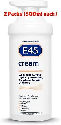 E45 Cream Pump Moisturising Cream (Dry Skin & Medical Conditions) - 500ml X 2 • £26.95