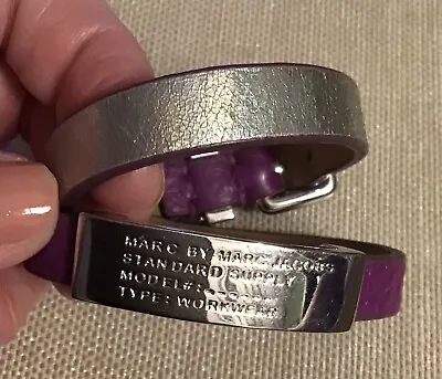 Marc By Marc Jacobs Cosmic Purple & Silver  Double Wrap Leather Bracelet • $49.78