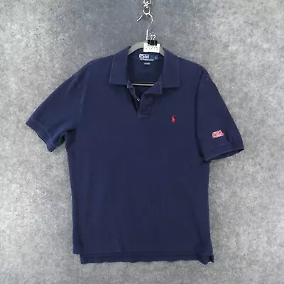 Ole Miss Rebels Polo Ralph Lauren Shirt Mens Large Polo Navy W Sleeve Logo • $22.89