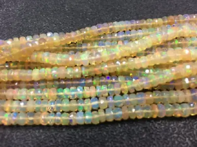 £13.99 • Buy AAA Quality Ethiopian Opal Gemstone Hand Faceted Rondelle Beads Making Jewelry