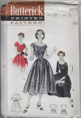 Vtg Butterick Sewing Pattern 6578 DRESS Bateau Neck Evening Cocktail 12/30 • $14.99