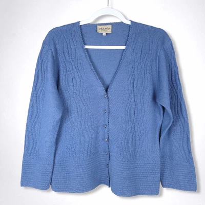 $27.96 • Buy Intiwara 100% Alpaca Cardigan Sweater Large Blue Button Front V-Neck Bolivia
