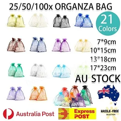 $4.49 • Buy 25-100x Organza Bag Sheer Bags Candy Packaging Jewellery Gift Wedding Pouch