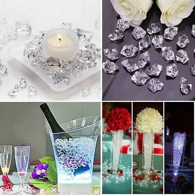 100-200 PCS Fake Artificial Acrylic Ice Cubes Crystal Clear Cube Wine Decors • £5.15