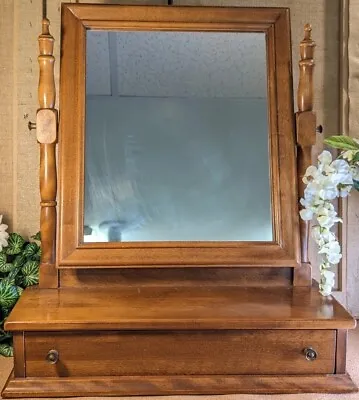 MCM Vintage Ethan Allen Vermont Wood Dresser Top Vanity Swivel Mirror Drawer • $149.99