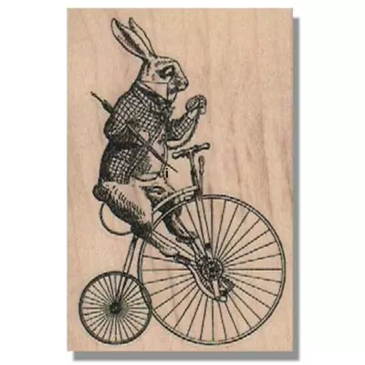 RUBBER STAMP White Rabbit Alice In Wonderland Vintage Bicycle Tea PartyBike • $8.24