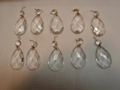 10 Vintage 2  X 1 1/4  Crystal Teardrop Chandelier Lamp Prisms - Plus Jewels. • $10.99