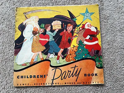 Vintage Children's Party Book 1935 Holidays Halloween Christmas Art Deco Style • $18