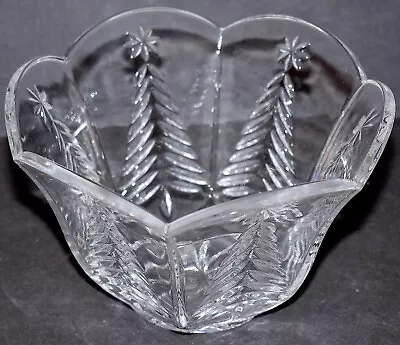 Bohemian 24% Lead Crystal Glass Bowl Clear Christmas Tree Czech Vintage FreeS&H • $28.50