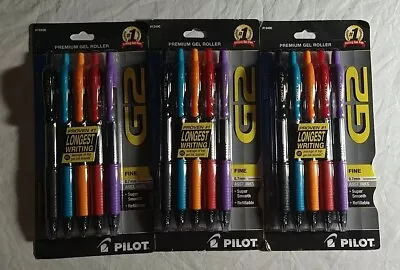 NEW Pilot G2 Fine Assorted Colors Gel Ink Pens 0.7mm 5 Pack LOT OF 3 • $13.99