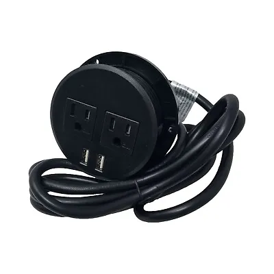 $18.38 • Buy Desktop Table Power Grommet W 2-USB 2 Outlets Adapter Hub-3  Inch Hole-Black