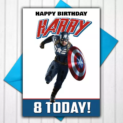 Captain America Personalised Birthday Card Any Name Age 5th 6th 7th 8th 9th • £3.49