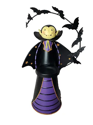 Partylite COUNT DRACULA Batcula Vampire Bats Halloween Candle Holder Metal • $40.26