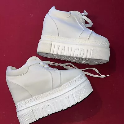 $24.50 • Buy LIANGBU Women 7 USA WHITE Platform Wedge High Heel Fashion Sneakers 40 Light Wt