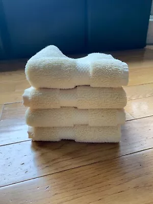 Restoration Hardware Wash Cloth LOT Plush Turkish Towels  4 Yellow Washcloths • $42