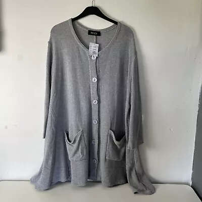 BEIGE PLUS Designer Grey Button Detail Cotton Mix Cardigan UK 18-24 RRP £159.00 • £69.99