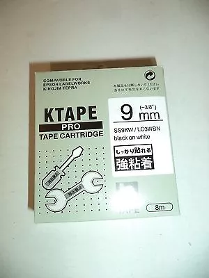 10 K-Sun SS9KW LC3WBN Black WHITE LABEL Tape 3/8  K Sun 9mm EPSON COMPATIBL • $23.99