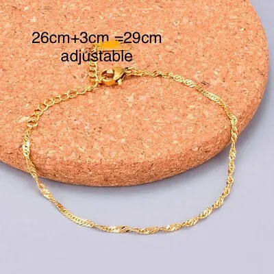 9ct 9k Yellow Gold Plated ANKLE CHAIN ANKLET  Sizeable / Adjustable Gift 859UK • £8.99