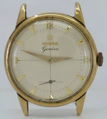 Omega R.13332 9k Gold Manual Cal.267 34mm Silver Dial Geneve C.1956 $1NoRes • $64