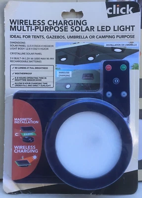 $38.95 • Buy Wireless Charging Solar LED Light For Camping Tents Gazebo 50 Lm Bright & Remote