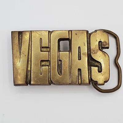 AMINCO Buckle 3  Solid Brass VEGAS 2199 Heavy Metal Iconic Vintage 1980s Retro • $30