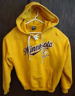 Minnesota Golden Gophers Sweatshirt Mens Large Gold Hoodie  Lace Up Heavyweight • $29.99