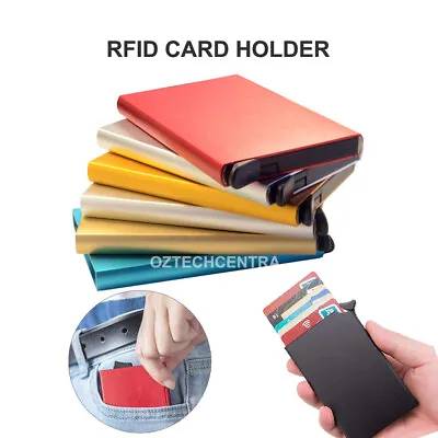 RFID Blocking Aluminum Business Credit Card Holder Pop-up ID Card Case Wallet • $5.49