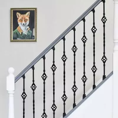 Deluxe Black Double Basket Metal Stair Spindle - With Or Without Brackets • £14.99